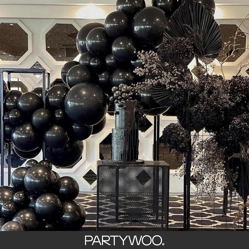 Black Balloons Arch Kit - 155 Pcs in 5 Sizes for Baby Showers, Birthdays & Anniversaries | Elegant Black Decor