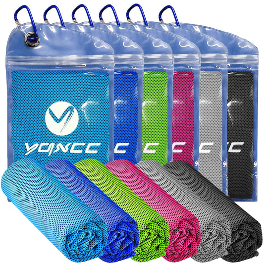 YQXCC 6 Pack Cooling Towel (47"x12") Ice Towel for Neck, Microfiber Cool Towel, Soft Breathable Chilly Towel for Yoga, Sports, Golf, Gym, Camping, Running, Fitness, Workout & More Activities