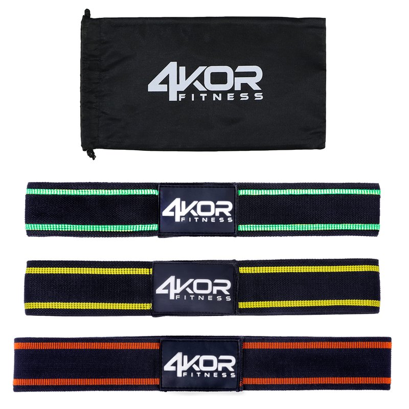 4KOR Resistance Fit Bands - Set of 3 | Tone & Lift Glutes, Arms & Legs - Exercise Band for Strength Training, Yoga, Stretching, Barre or Pilates Workout - 3 Levels of Comfortable Resistance