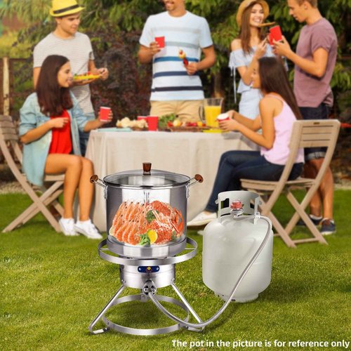 ARC Burner, 16” Stainless Steel Single Burner Propane Stove with Rust-proof Hose & Adjustable Regulator, Camping Stove Great for Outdoor Cooking Turkey Fryer, Crawfish Cooking