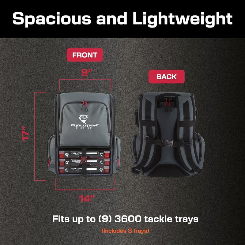 Largemouth Fishing Tackle Backpack - Modular Dividers & Rod Holders | Heavy Duty Design with Quiklatch Tackle Trays