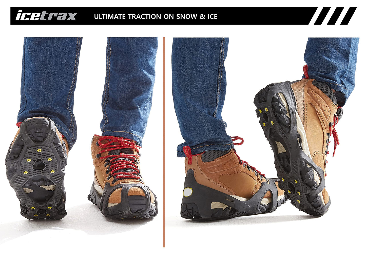 ICETRAX V3 Tungsten Crampons, Ice Cleats for Shoes and Boots - Ice Grips for Snow and Ice, Non-Slip Shoe Grippers with Reflective Heel