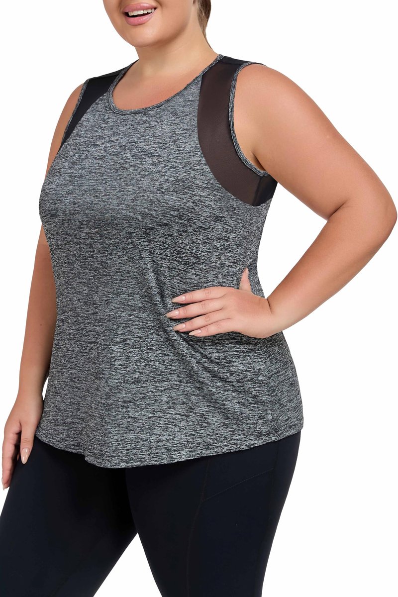 MTICFMY Plus Size Workout Tank Tops for Women, Black Sleeveless Athletic Shirts Loose Fit, Mesh Flowy Yoga Gym Running Summer Clothes 3X