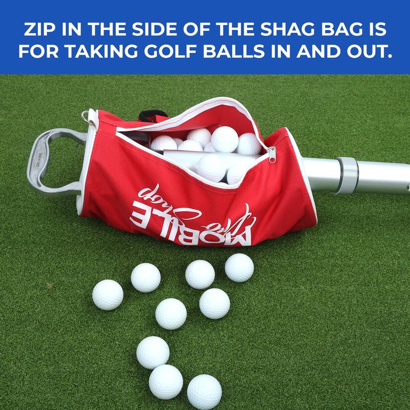 Mobile Pro Shop Golf Ball Retriever | Portable Shag Bag for Golf Balls | Collector with Detachable Aluminum Alloy/Plastic Tube and Handle - Holds up to 80 Balls (Black) (Black)