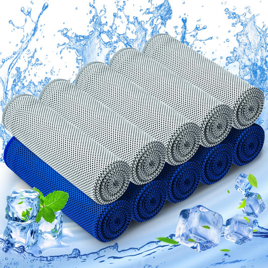 MENOLY 10 Pack Cooling Towels, Sweat Towels Cooling Towels for Neck and Face, Microfiber Towel Soft Breathable Towel for Gym, Yoga, Camping, Running, Fitness, Workout & More Activities(32"x12")