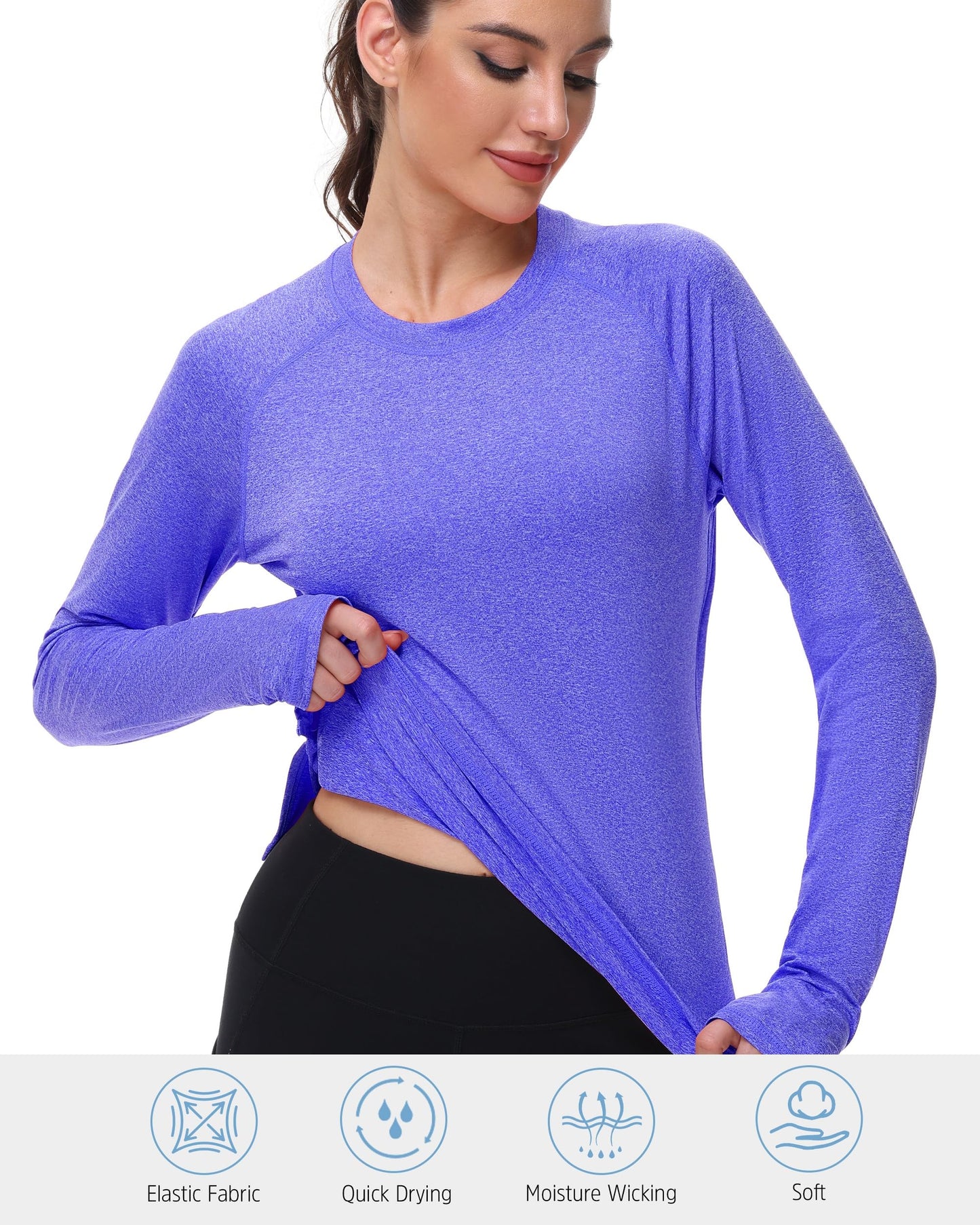 isnowood Swim Rash Guard Shirts for Women, Long Sleeve UV Sun Protection SPF Tops with Thumbhole, UPF 50+ Quick Dry for Hiking Workout
