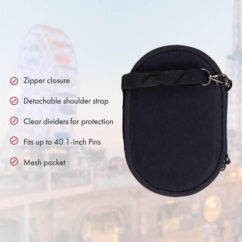 PinFolio Go Pin Display Bag, Lightweight & Compact Sports Pin Book Designed for Loungefly Backpacks & Easy Trading Up to 40 1-Inch Enamel Pins (Black)