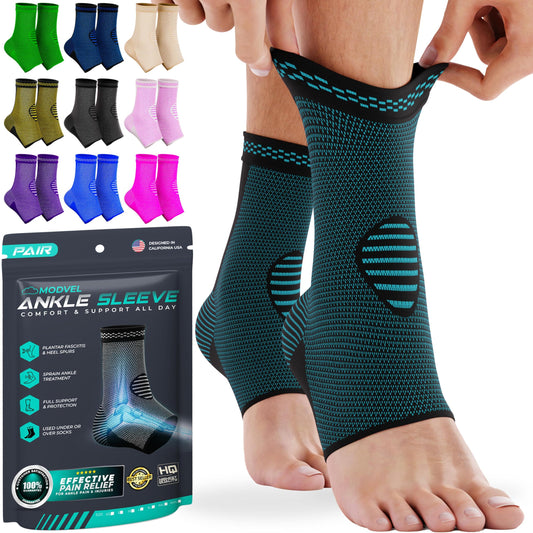 Modvel Foot & Ankle Brace Socks for Sprained Ankle Compression Sleeve - Foot Support for Women & Men - Tendonitis & Arthritis Ankle Brace Sports Running, Torn Ligaments & Women Stabilizing Ankle Wrap