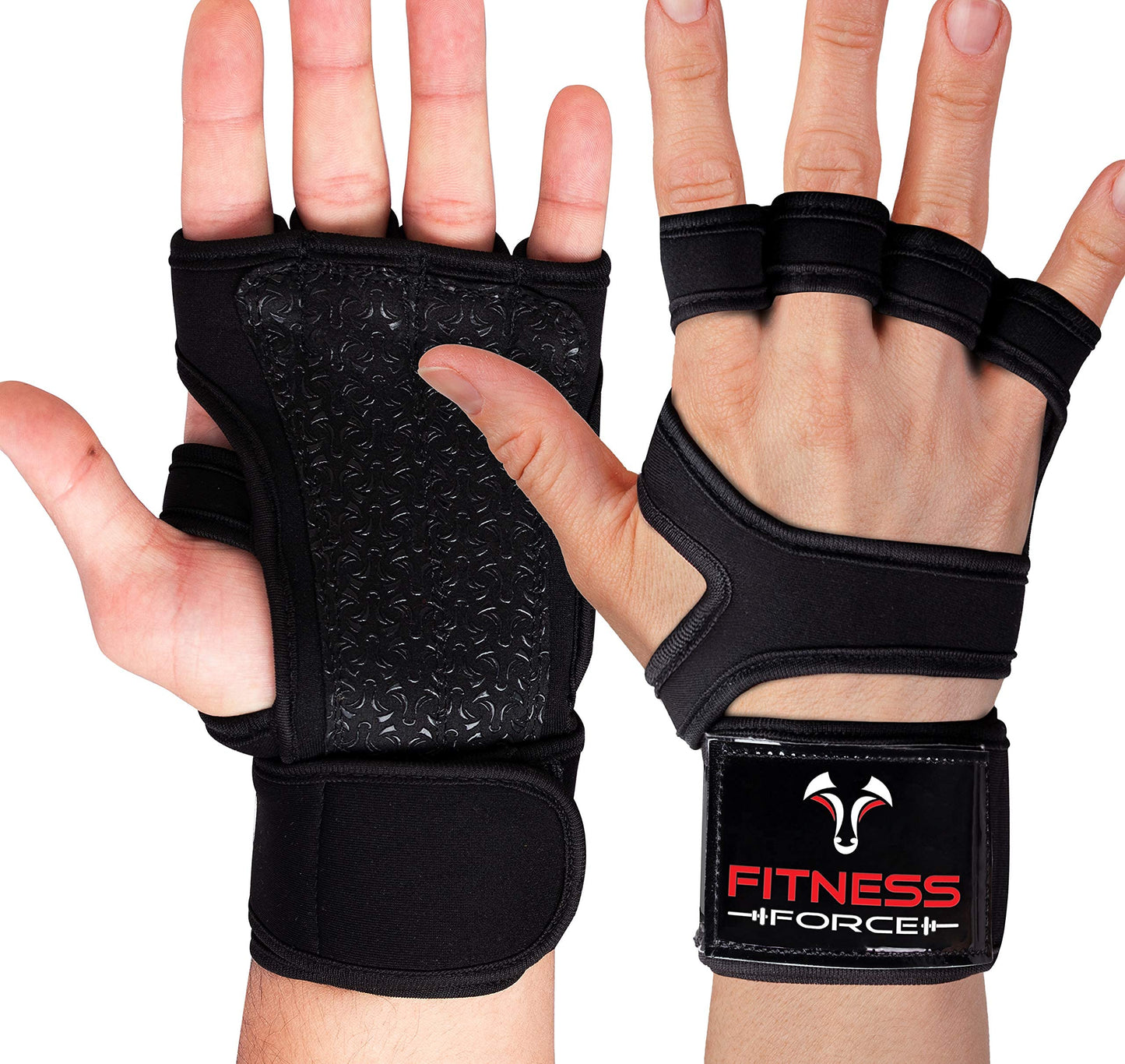 FITNESS FORCE Ventilated Gym Gloves for Men with Built-in Wrist Support for Workouts Weightlifting Gloves Workout Gloves for Women Exercise Fitness Gloves Perfect for Powerlifting, Cross Training