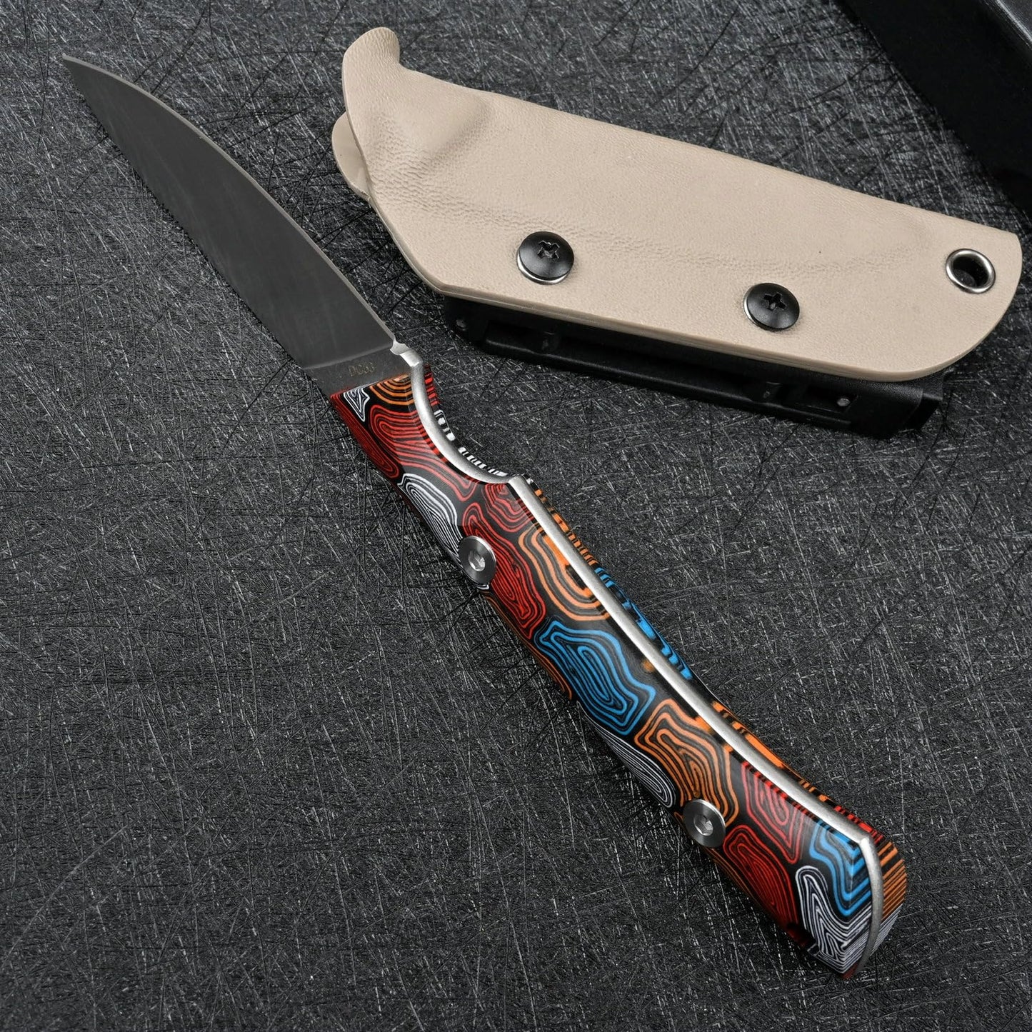 SDOKEDC Knives DC53 Steel Tactical Fixed Blade Knife with kydex sheath for Men EDC Outdoor Camping Survival Hunting (Colorful pattern G10)