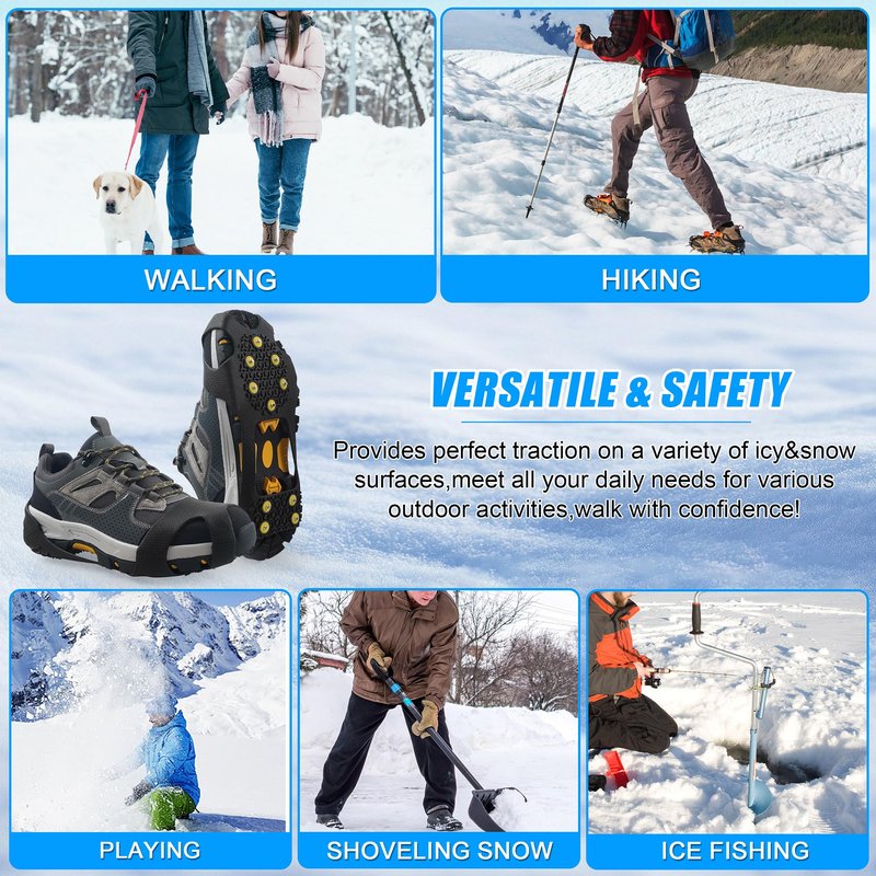 2 Pairs Crampon Ice Cleat Ice Snow Grips Over Shoe Boots Traction Cleats Crampons for Walking on Ice&Snow Anti Slip Cleat Fasten Quickly Easily Over Footwear (Medium【Women(6-8)/Men(4.5-6.5)】)
