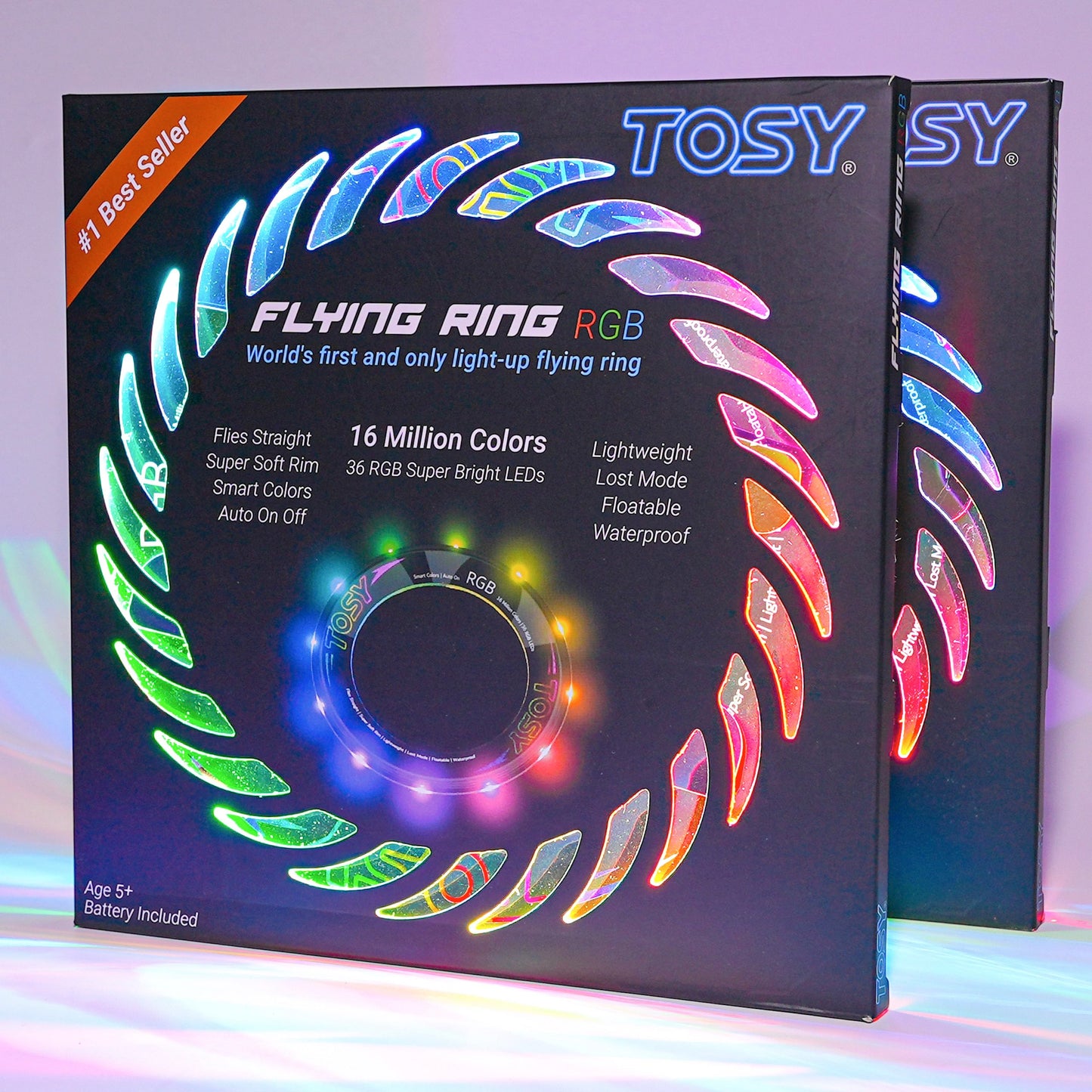 TOSY Flying Ring - 12 Monocolor LEDs, Super Bright, Lost Mode, Auto Light Up, Easter Basket Stuffers Gift for Kid/Teen/Boy/Girl, Safe, Waterproof, Pool/Beach/Camping Toy (Green)