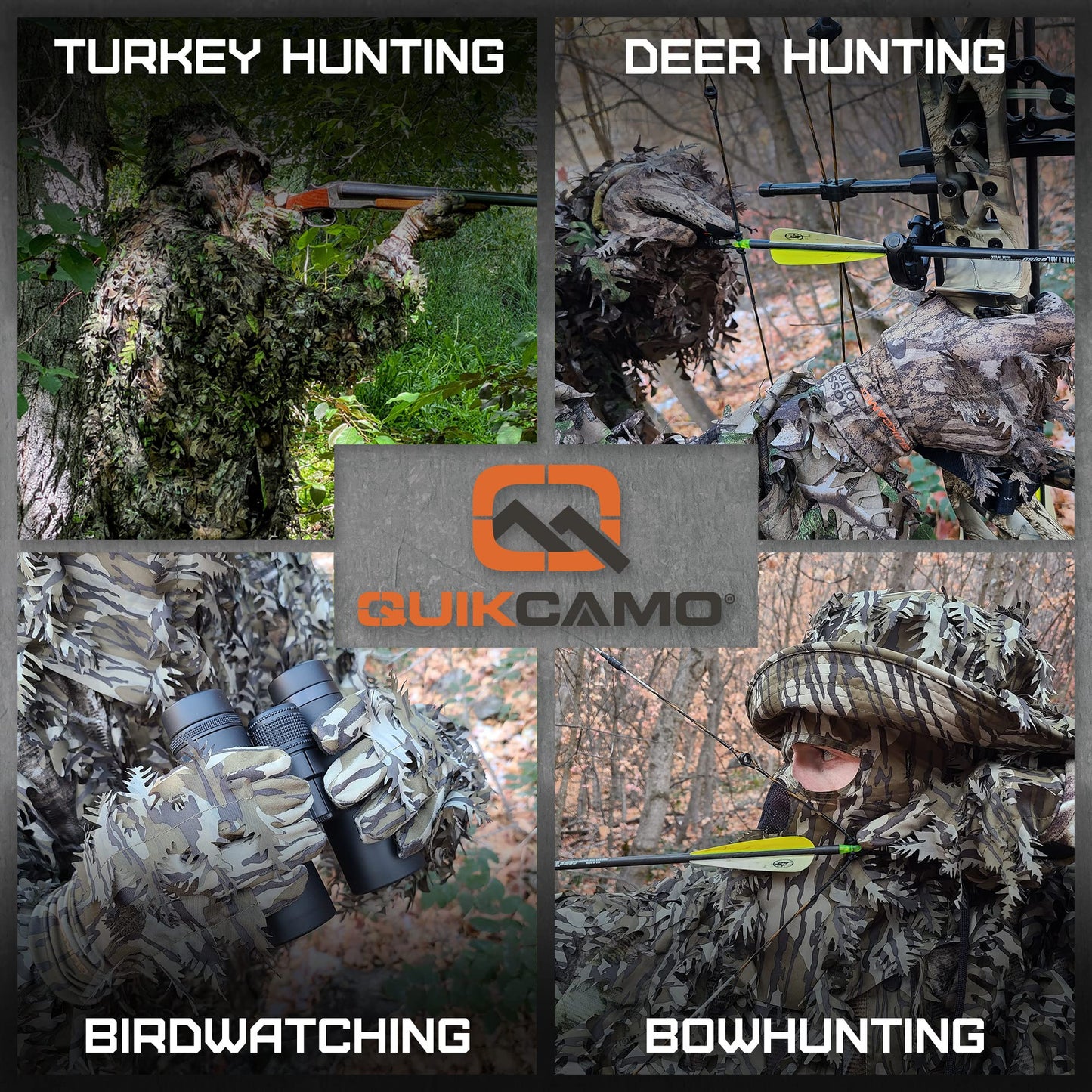 QuikCamo Men’s Realtree Xtra Green 3D Leafy Hunting Gloves with Touch Screen Tips - Lightweight Stretch Fit with Non-Slip Grip