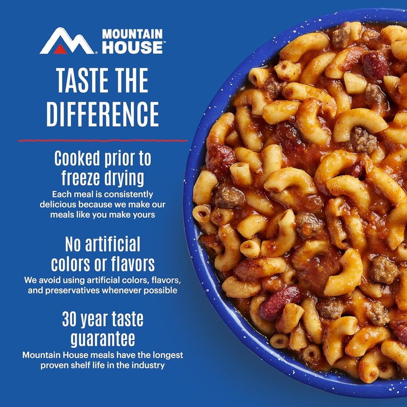 Mountain House Chili Mac with Beef - Freeze-Dried Camping Meal | 4 Servings, 30-Year Shelf Life, 2-Pack