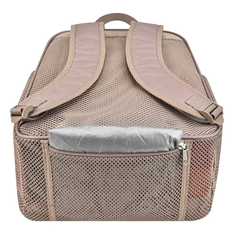 Oraben Heavy Duty Mesh Pack With Rain Cover See Through Backpack Mesh Backpack Bookbag Ideal for Class, Work, Travel, Beach Outings (Khaki)