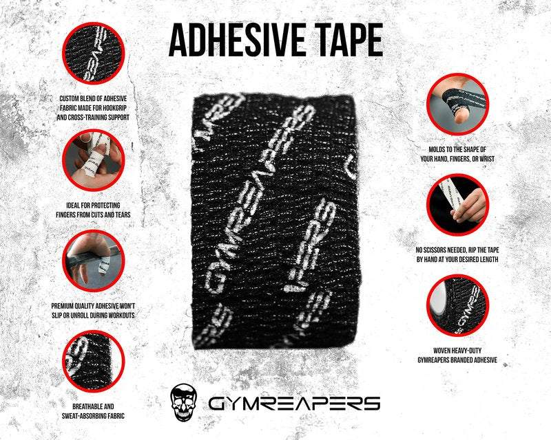 Gymreapers Weightlifting Adhesive Thumb Tape, Stretchy Athletic Tape Grip & Protection for Olympic Lifting, Cross Training, Powerlifting, Hookgrip (Black, 3 Rolls)