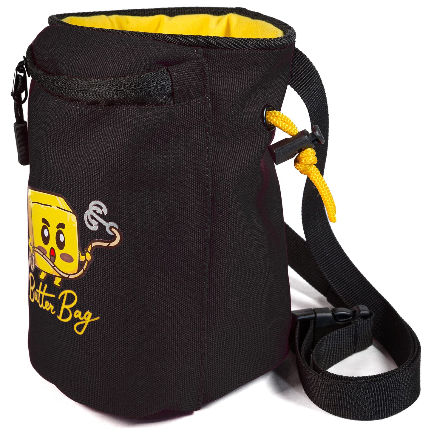 Nips and Randy Chalk Bag Rock Climbing | Bouldering | Butter Bag | Cell Phone Pocket and Adjustable Waist Strap | Cute | Funny | Nips and Randy | Weightlifting | Bodybuilding (Black)