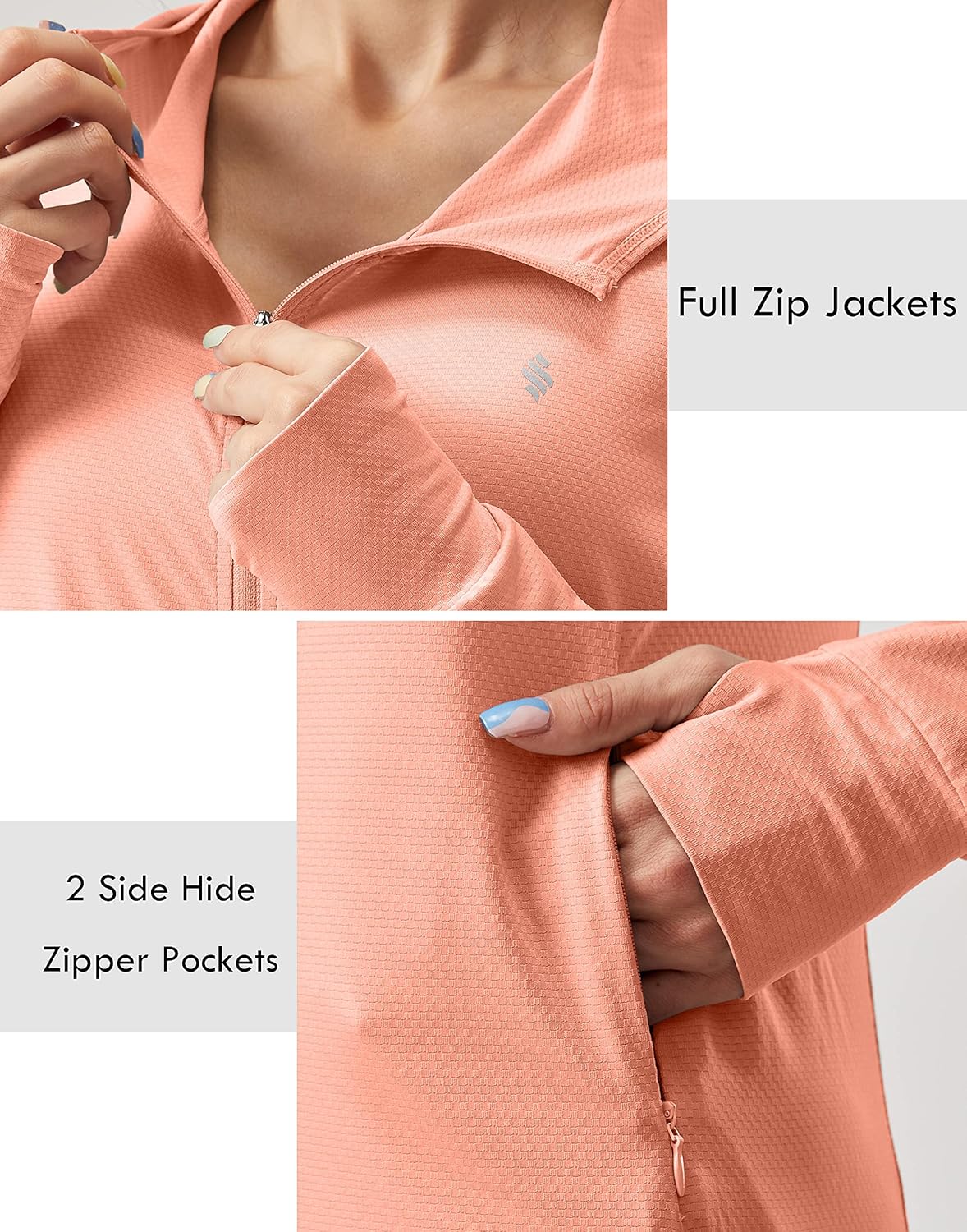 Women's UPF 50+ Sun Protection Hoodie Jacket - Lightweight Long Sleeve Outdoor Shirt with Pocket