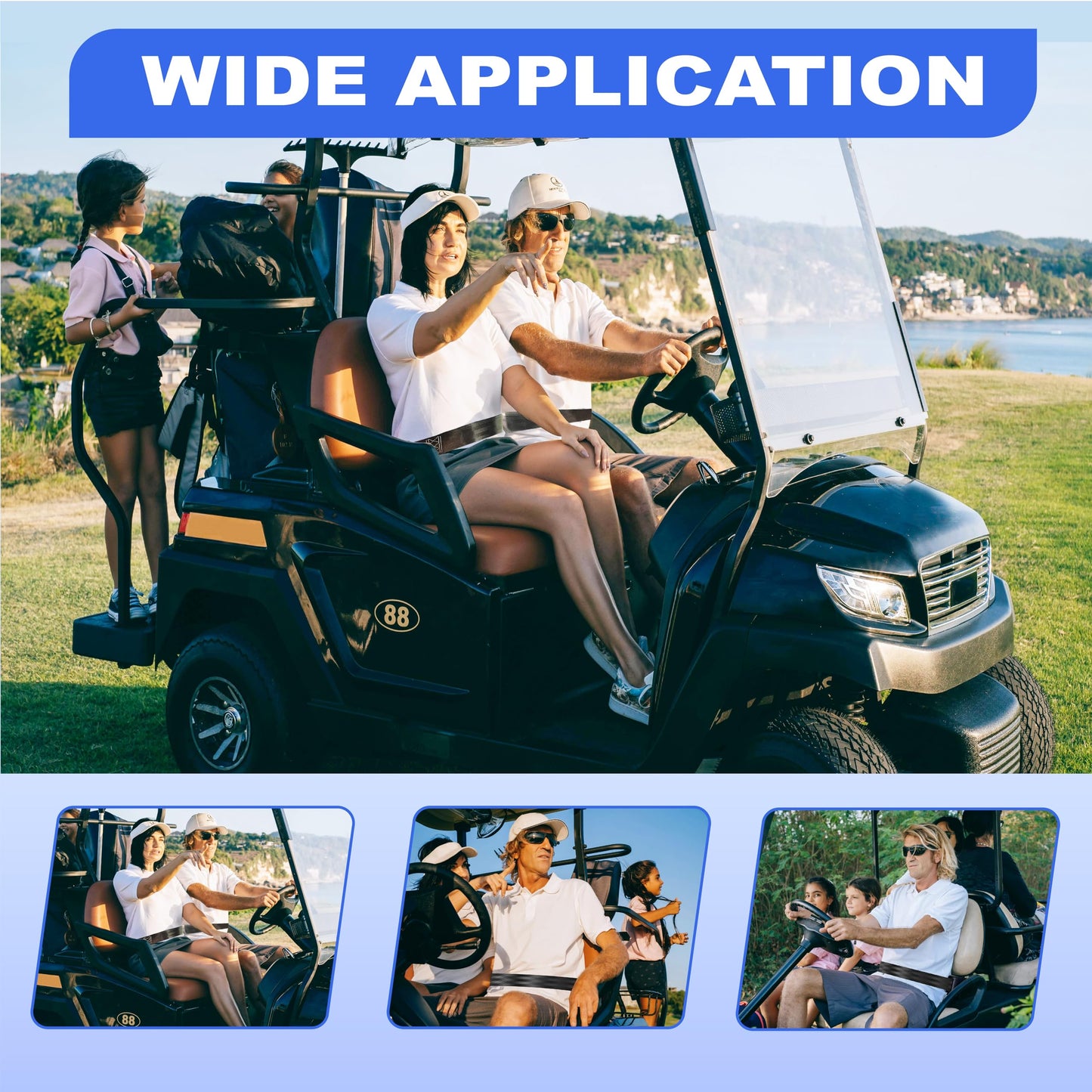 YOUXIFUN Universal Golf Cart Retractable 2 Passenger 42" Seat Belts with Bracket Kit for Yamaha Club Car DS Precedent EZGO TXT RXV