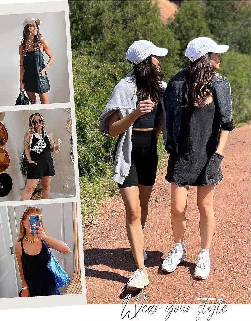Lentta Women's Athletic Mini Dress - Sleeveless V Neck Sundress with Built-in Shorts | Perfect for Summer Activities