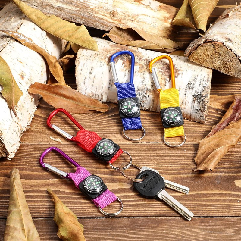Toodoo 36 Pieces Compass for Kids Bulk 4.3 Inch Metal Mini Compass Keychain Hiking and Survival Adventure Camping Belt Clips Theme Birthday Party Favors for School Outdoor Hiking