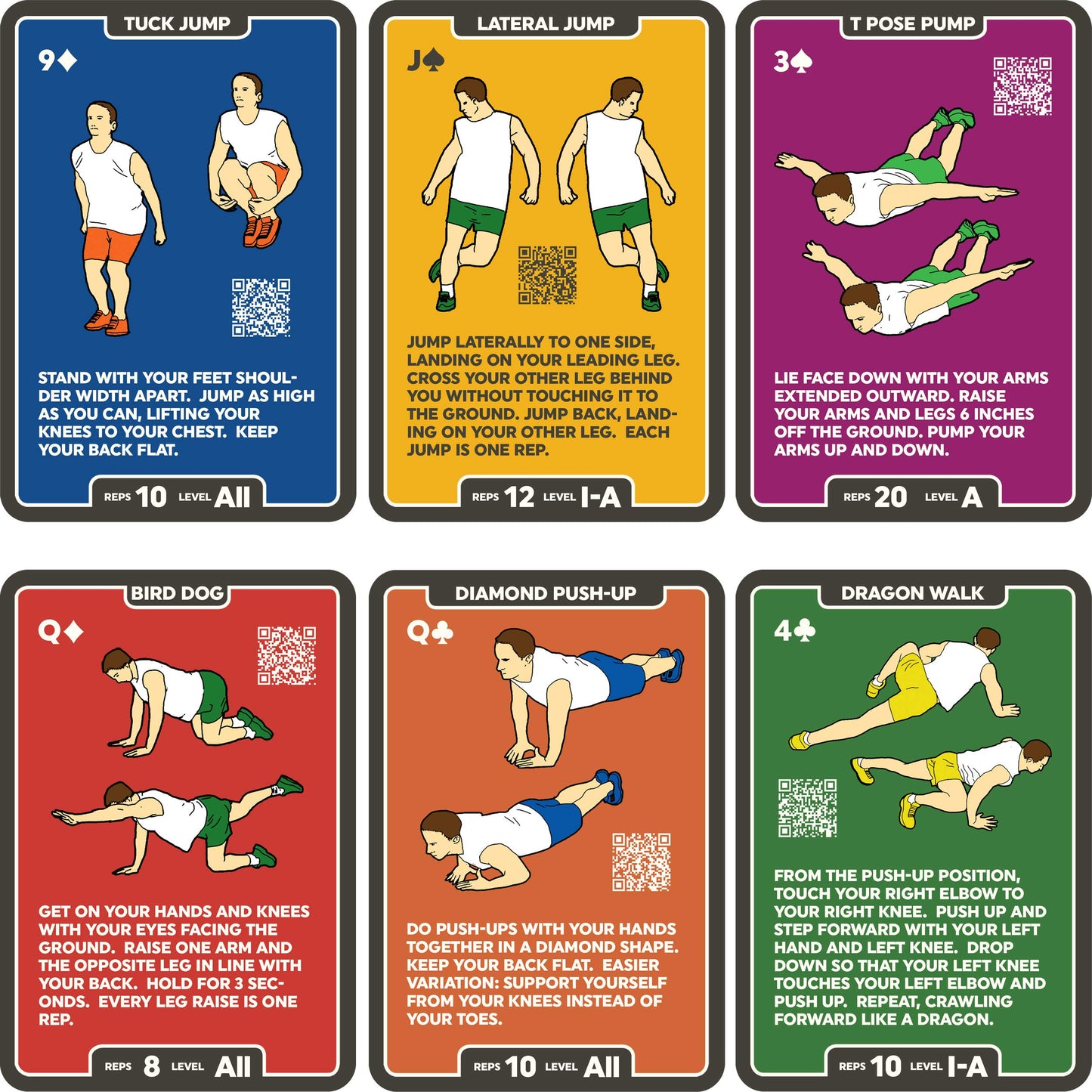 Stack 52 Bodyweight Exercise Cards: Workout Playing Card Game. Designed by a Military Fitness Expert. Video Instructions Included. No Equipment Needed. Burn Fat Build Muscle. (Updated Bodyweight Deck)