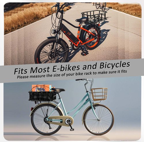 SAMRELAX Bike Basket Rear, Large Bicycle Basket with Cargo Net, Liner and Waterproof Cover for Electirc Bike, Ebike and Bikes