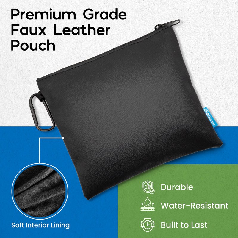 Club Doctor - Golf Valuables Pouch – Premium Zippered Golf Accessories Bag with Metal Carabiner, Compact & Durable Organizer for Tees, Balls, Divot Tools, and Valuables