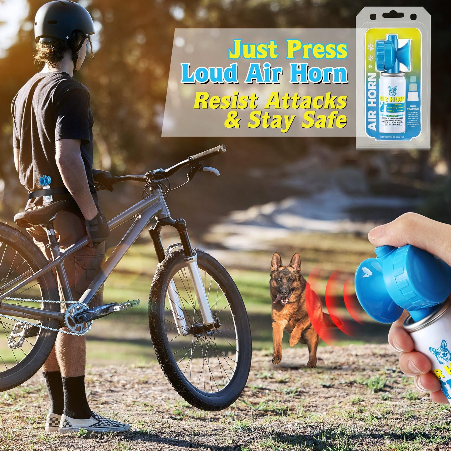 HappyAlley Air Horn, 1.4 oz 120 dB Loud Safety Alarm, Emergency Sound Device for Outdoor Hiking Camping & Sports Events, Portable Attention Getter & Personal Safety Tool, Blue(2 Pack)