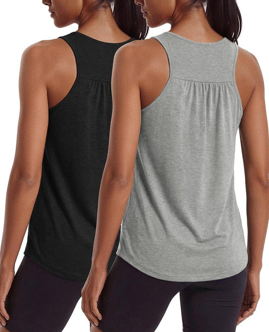 PINSPARK Workout Tops for Women - Lightweight Racerback Tank Tops for Yoga & Gym | 2 Pack, S-3XL