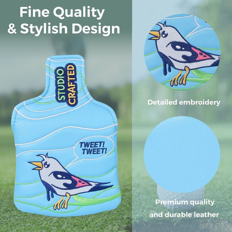 Studio Crafted Golf Tweet Tweet Birdie Square Mallet Putter Cover Magnetic Closure Golf Headcover for Mallet Putters Fits Most Brands