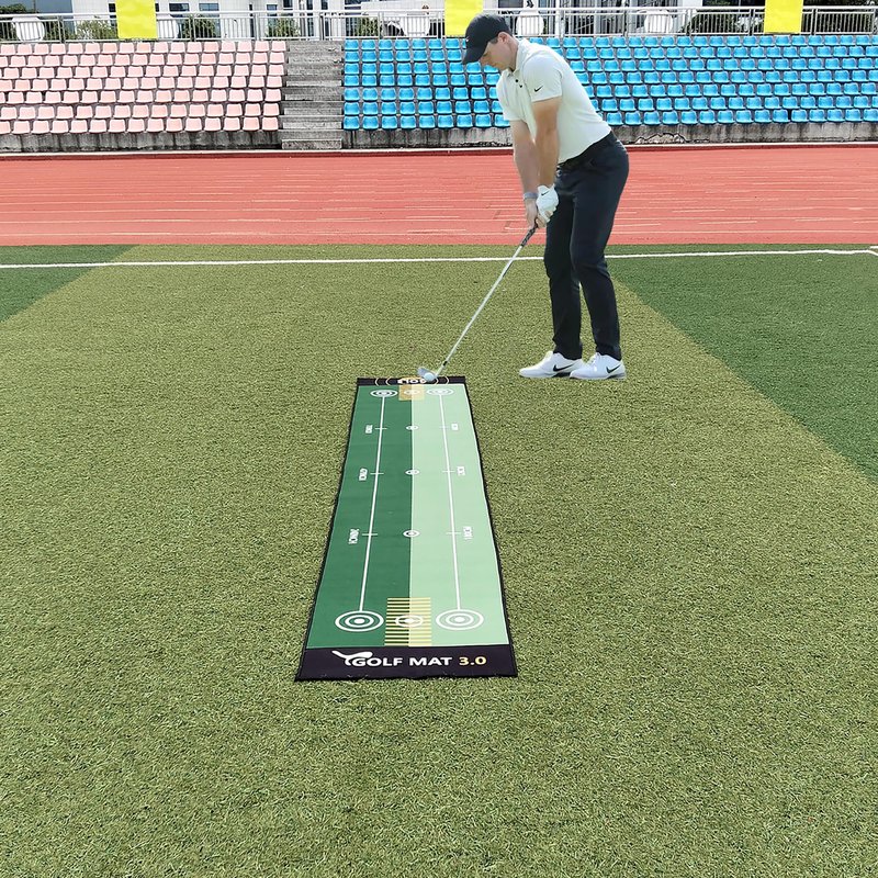 1 Piece Green Golf Mat, Size 19.69 Inch x 116 Inch, Portable Washable Non-Slip Putting Green Mat, Suitable for Home, Office, Outdoor Use, Party Team Building Activities.