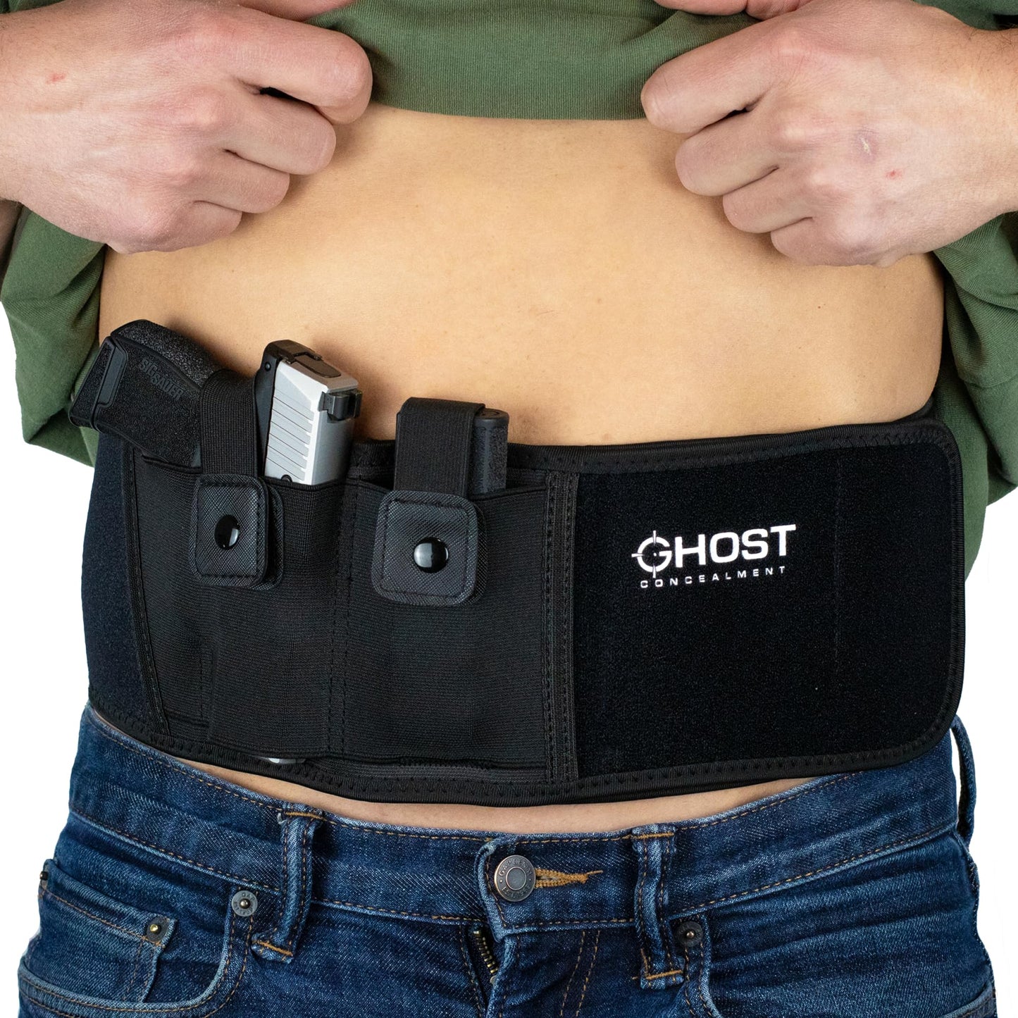 Belly Band Holster for Concealed Carry, Belly Gun Holster for Men Women, Waistband Holster, Airsoft Holster Fits Glock 19 17 42 43, Smith Wesson, Taurus, Ruger (M (40" and Under), Left)