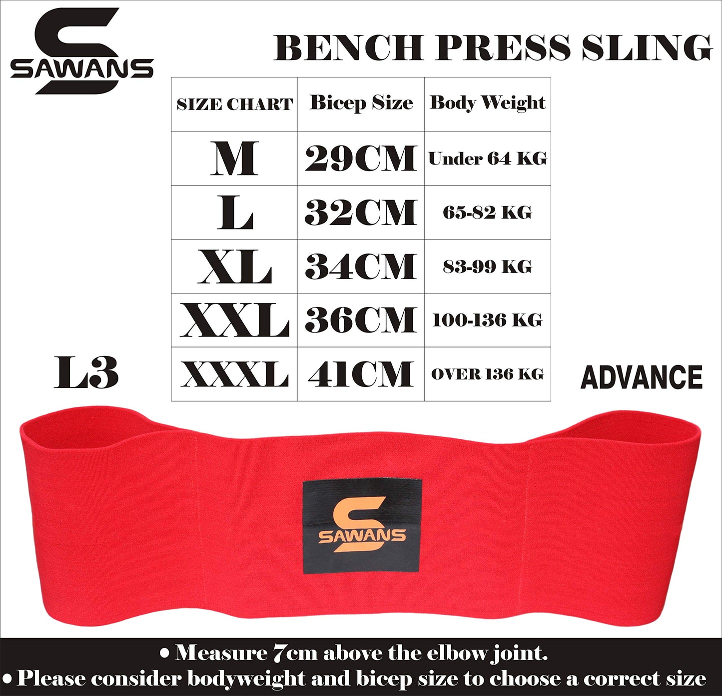 SAWANS Bench Press Sling Power Weight lifting Training Fitness Increase Strength Push Up Gym Workout (Red, Medium)