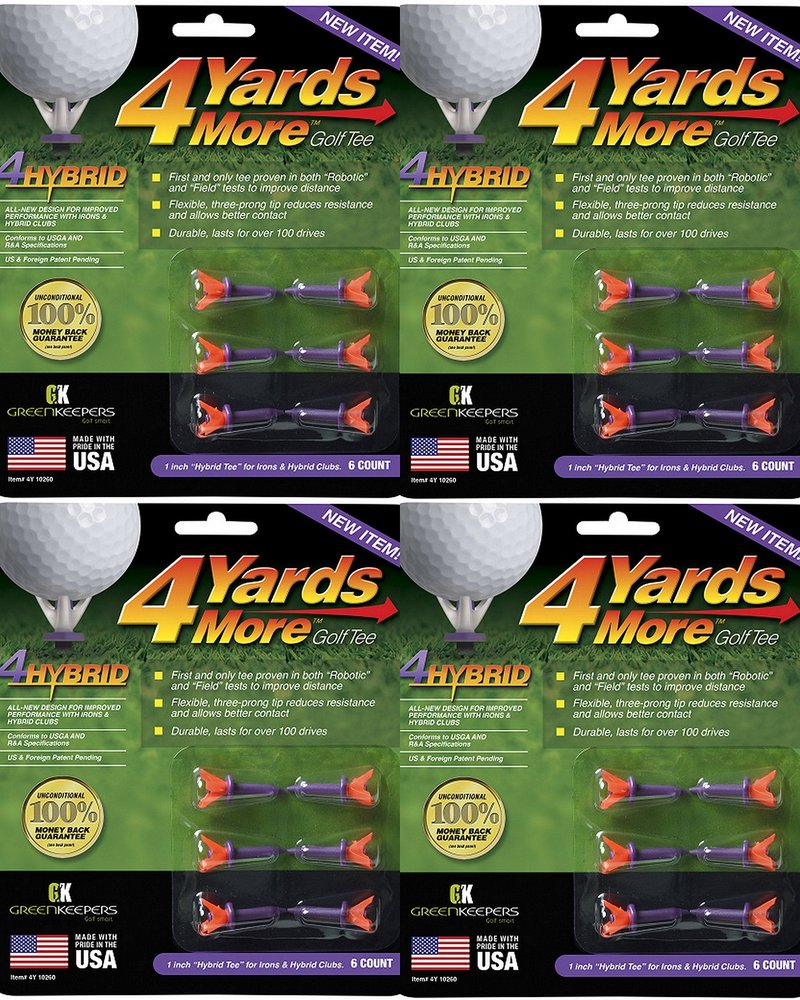 Sumabitar4 Yards More Golf Tees 1" - Purple - 4 Packs of 6 Tees - (11922)
