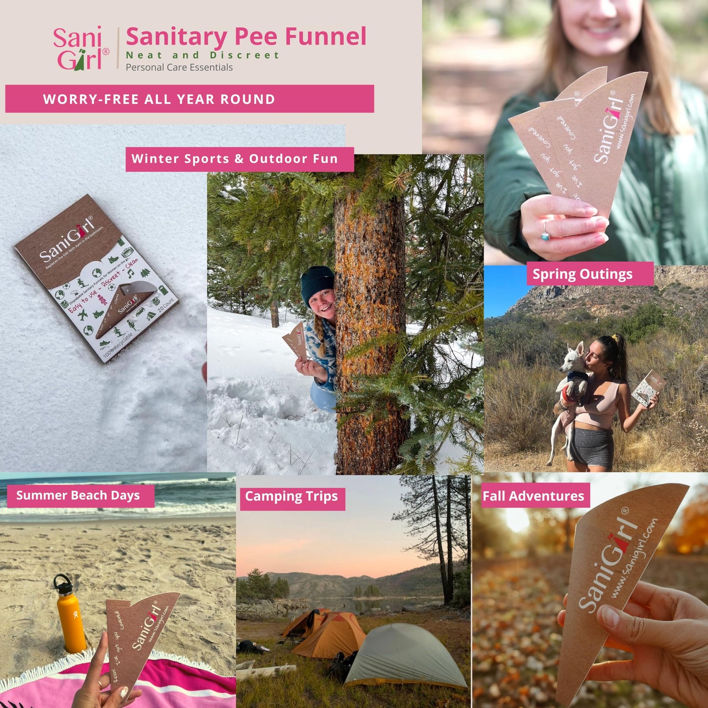 SaniGirl Female Urinal | Disposable Pee Funnel for Women | Ladies Pee Funnel | Camping Essentials for Women | Pee Funnel for Women Travel | Female Urinal Device | Hiking Urinal for Women (20 Pack)