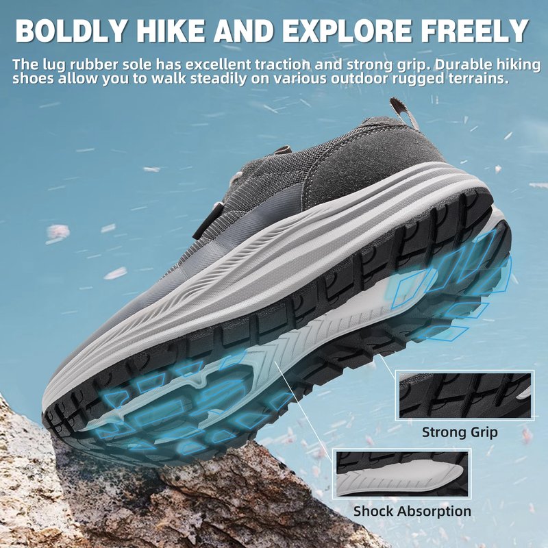 Men's Orthopedic Breathable Sports Shoes: Plantar Fasciitis Orthotic Heel Spur Foot Heel Pain Relief Trail Sneakers, Arch Support Comfortable Trekking Athletic Standing Walking Shoes Grey Size 11