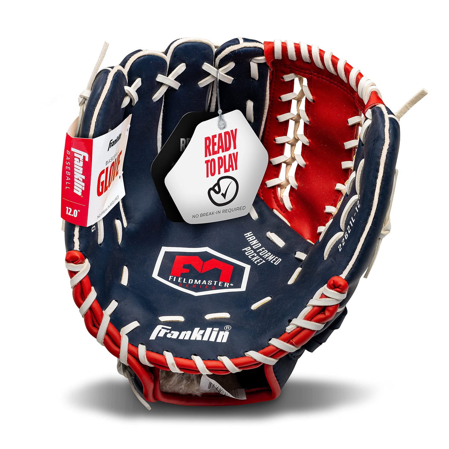 Franklin Sports Baseball and Softball Glove - Field Master - Baseball and Softball Mitt , Red, White, Blue, 12.0"