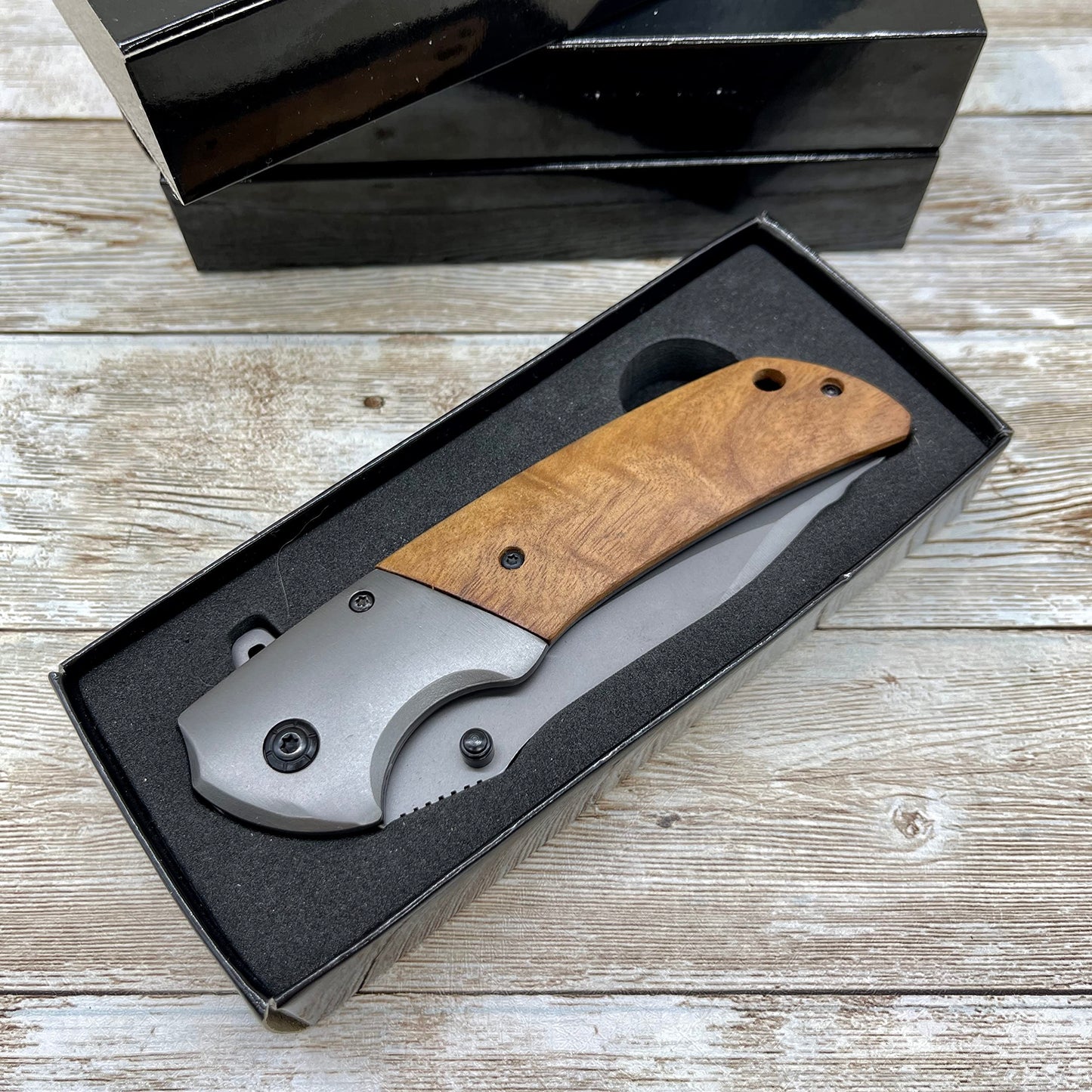 Spring Assisted Pocket Knife, Olive Handle Folding Knife, Gentlemen's Pocket Knife, Knives for Men