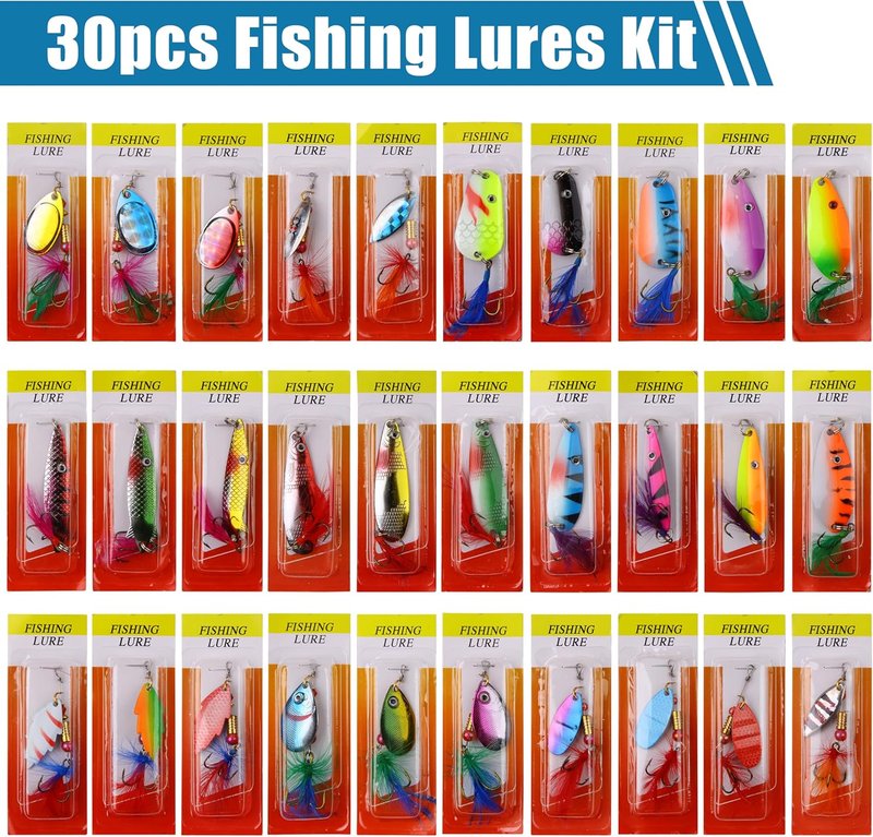 Fishing Lures Kit - Rooster Tail Spinner Baits for Bass, Trout & Pike | Hard Bait Crankbaits