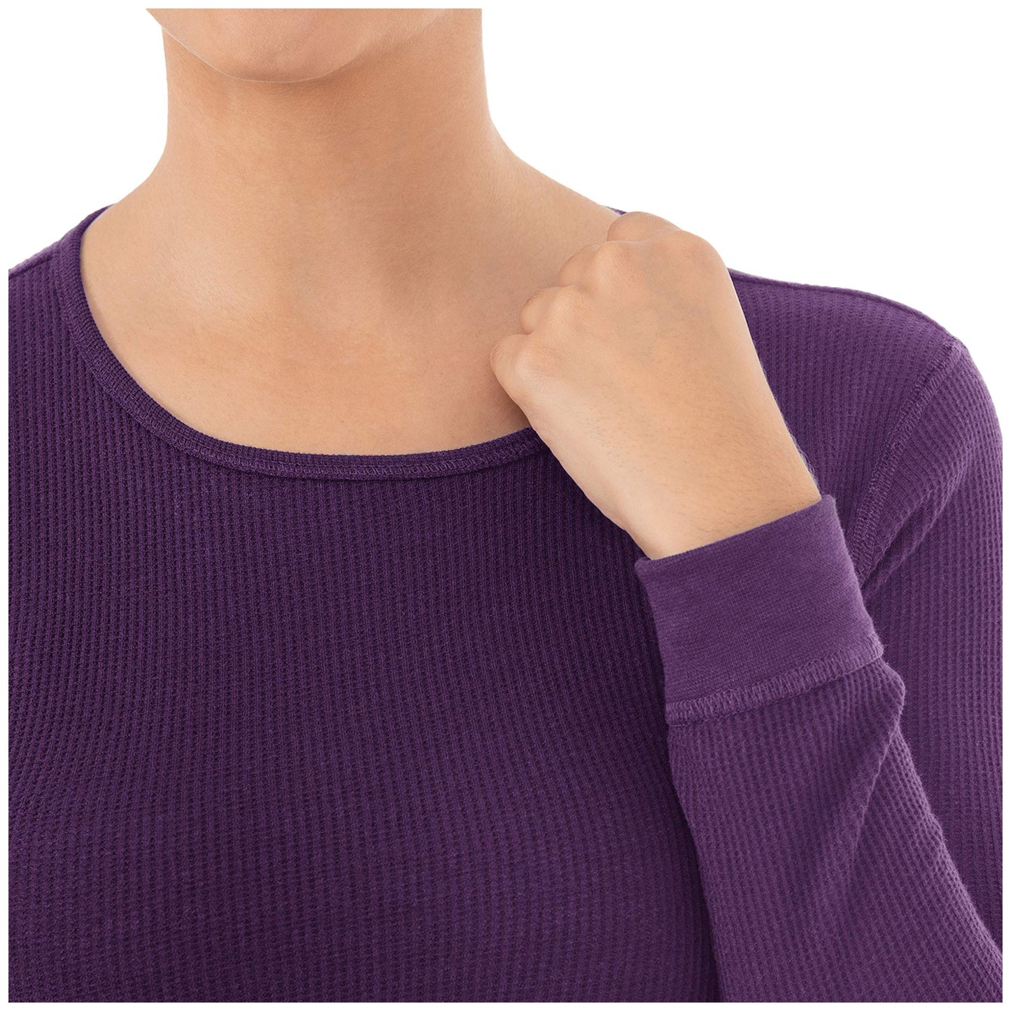 Fruit of the Loom Women's Micro Waffle Premium Thermal Set, Violet, Large