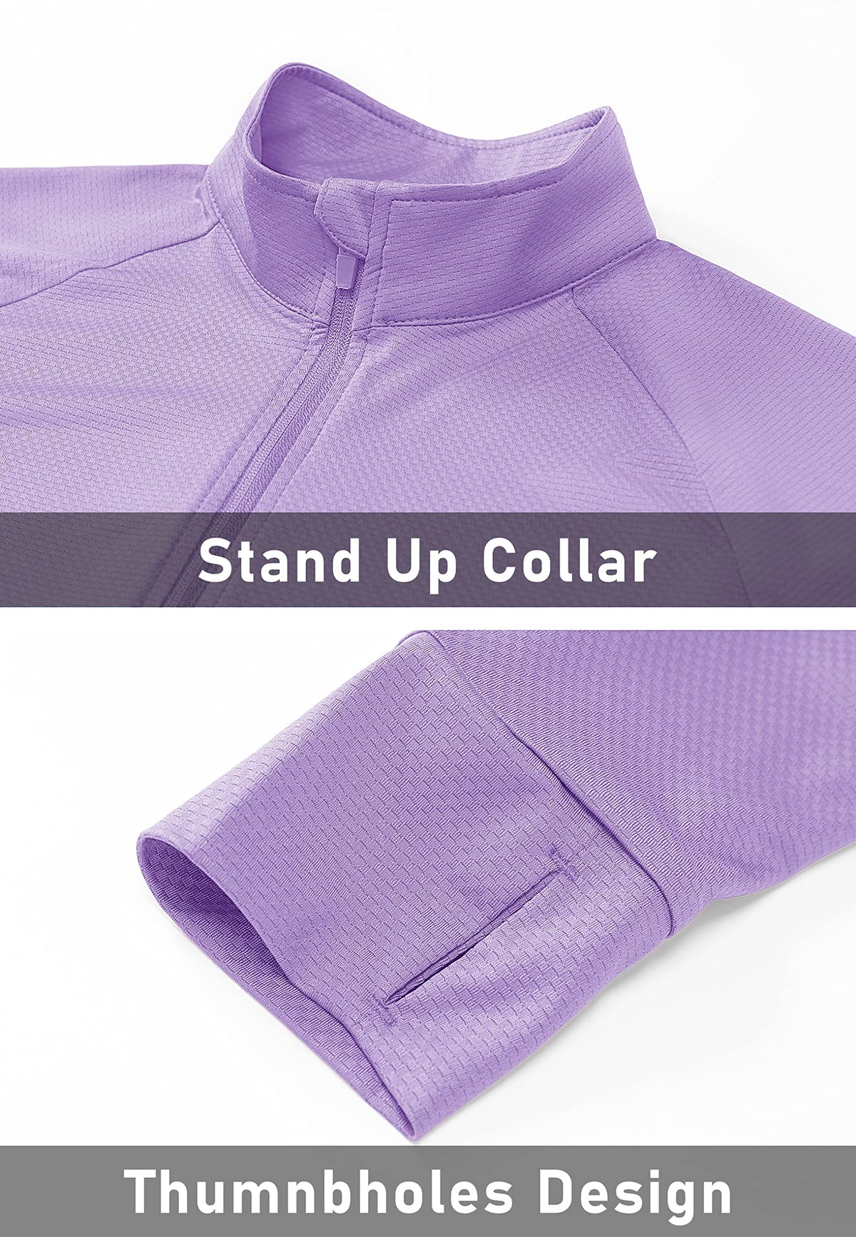MAGCOMSEN Women's Hiking Jacket Lightweight Long Sleeve UPF 50+ Sun Protection Shirt Breathable SPF Shirts with Thumb Holes Light Purple 2XL