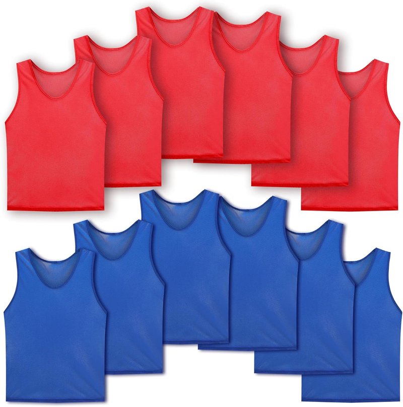 Scrimmage Vests - Team Practice Jerseys for Kids & Adults | 12 Pack for Soccer, Football, Basketball