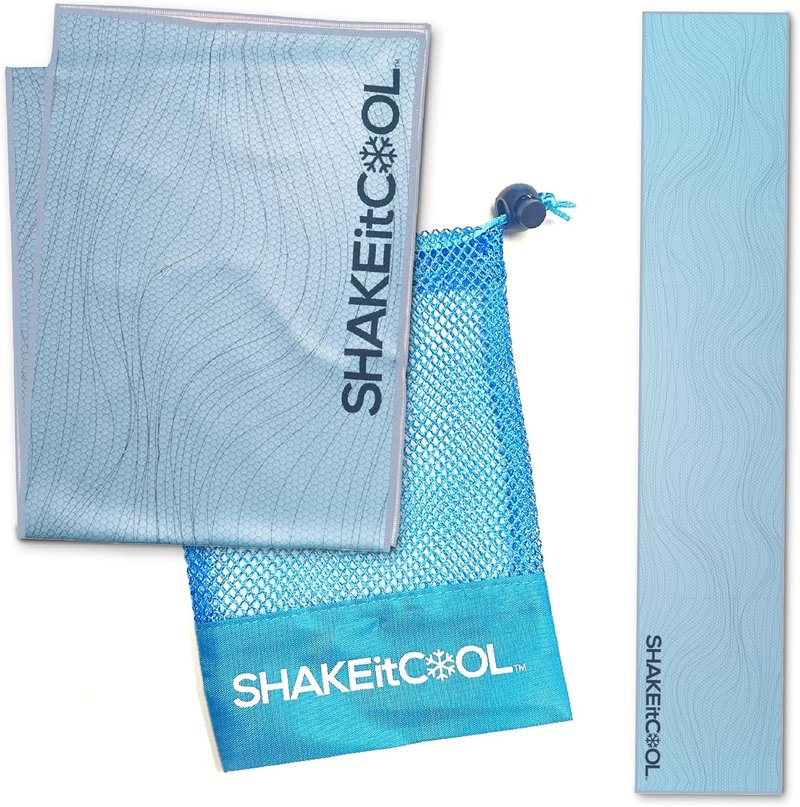 Cooling Towel - Original SHAKEitCOOL | Soft, Lightweight, Sun Protection - Ideal for Biking, Running, Yoga - Blue Wave