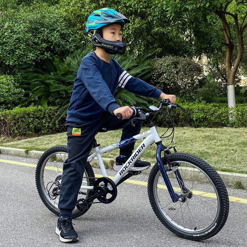 EULANT Children’s Full Face Helmet with Chin Guard, Bicycle Helmet for Girls and Boys Aged 6 Years, Fits Head Size 48-56 cm (Blue and Yellow, Small=48-53cm/18.9-20.9inch)