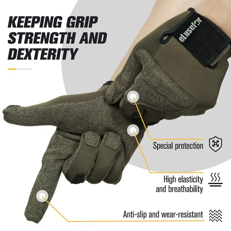 eLusefor Natural Tactile Shooting Glove: Seamless Wrap-Fingers Design,360°Touchscreen Freedom,Customizable Badge|Tactical,Police,Patrol,Law Enforcement Gloves for Men