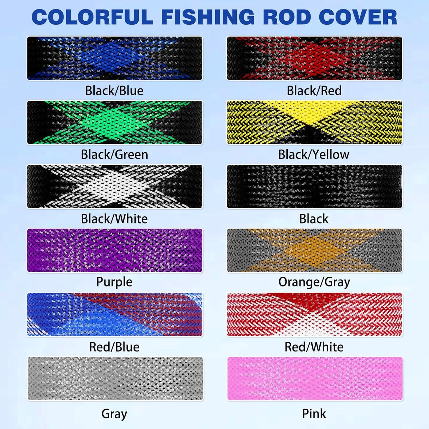 Fishing Rod Sleeve - 12PCS Fishing Pole Cover for Baitcasting, Casting, and Fly Rods | Durable Protection