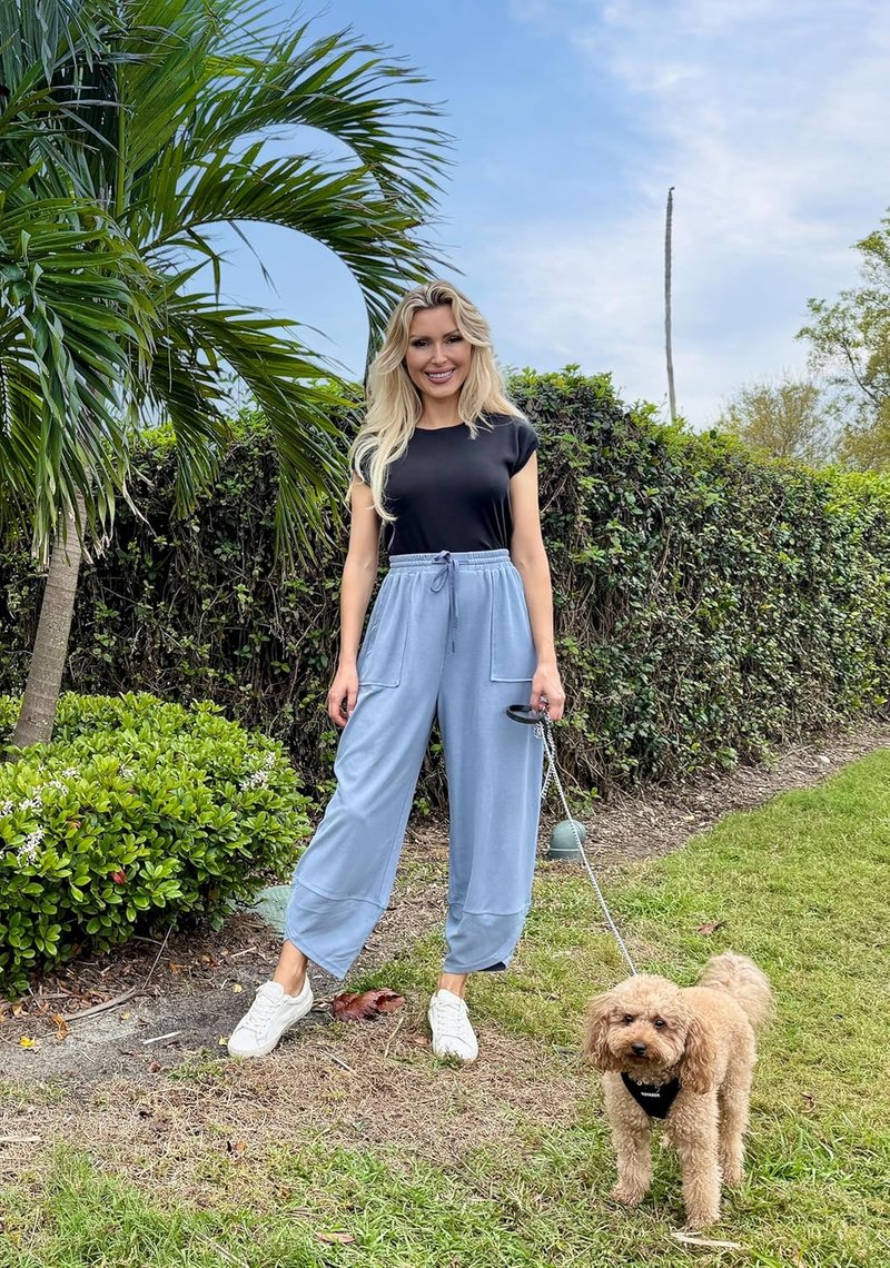 Wide Leg Pants for Women - Baggy Lightweight Waffle Knit Palazzo Harem Pants with Pockets | Casual Drawstring Design