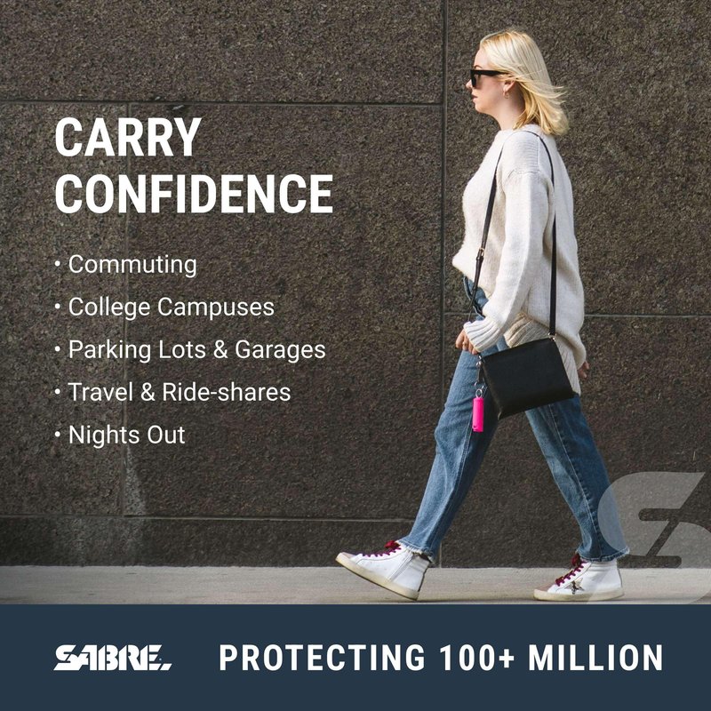SABRE Pepper Gel Spray with Fast Flip Top Safety & Snap‑Clip Keychain for Self Defense - Max Police Strength OC with UV Marking Dye, Finger Grip, Wind Resistant, 10‑Sec. Spray, 14ft Range, Made in USA