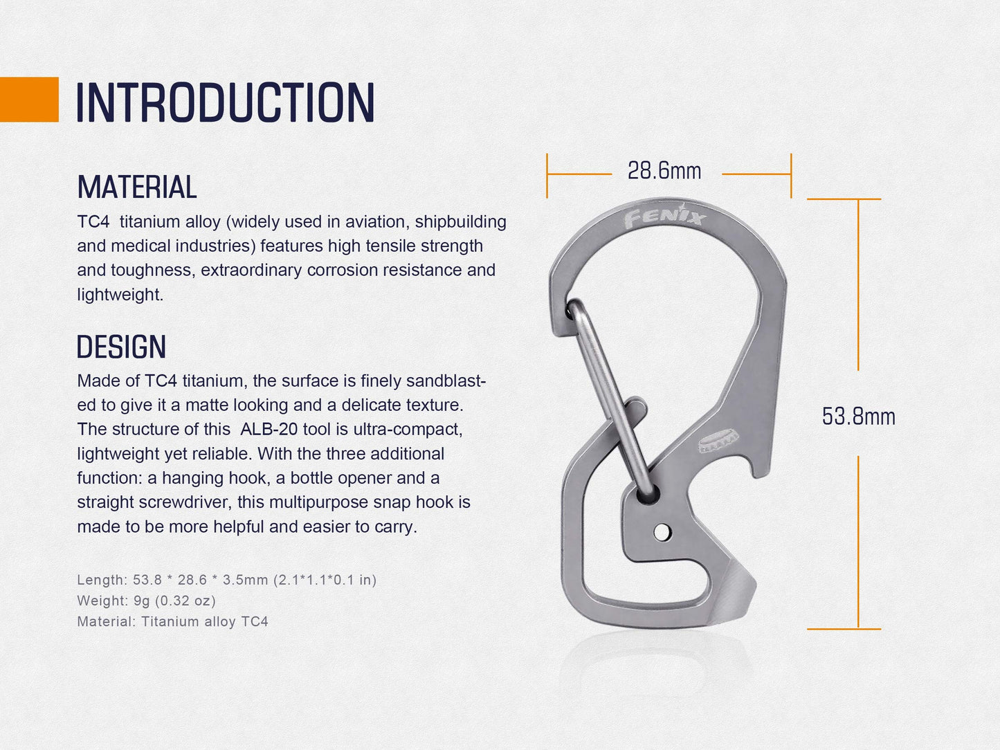 Fenix Unisex's ALB 20 ALB20, Titanium